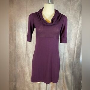 Can’t Miss | Deep Purple Ribbed Mini Sweater Dress | Size Medium